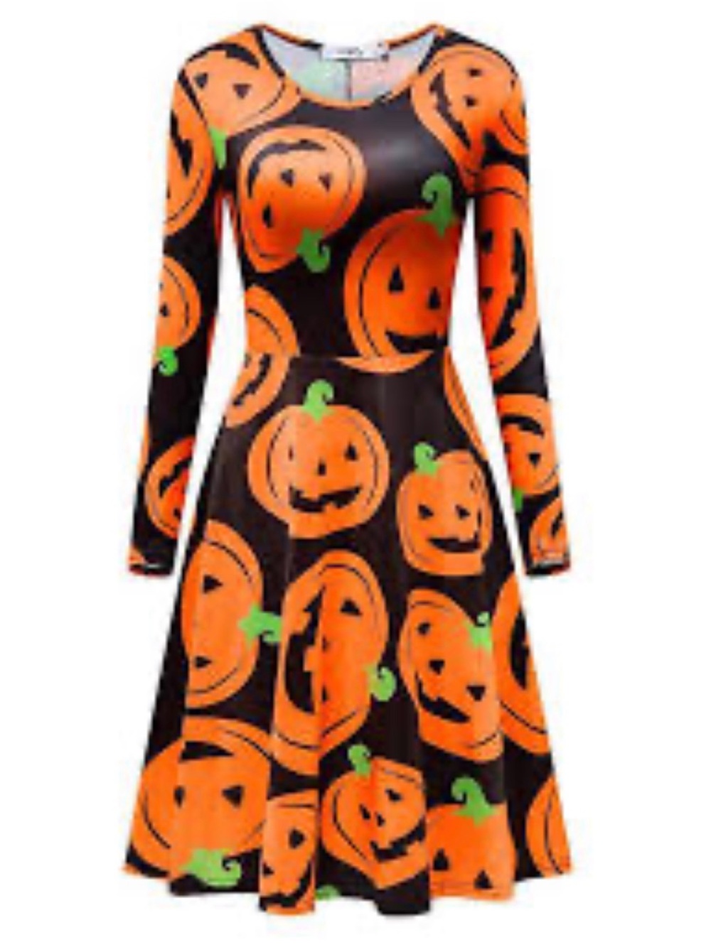 Halloween Pumpkin Print Women’s Dress - Black and Orange